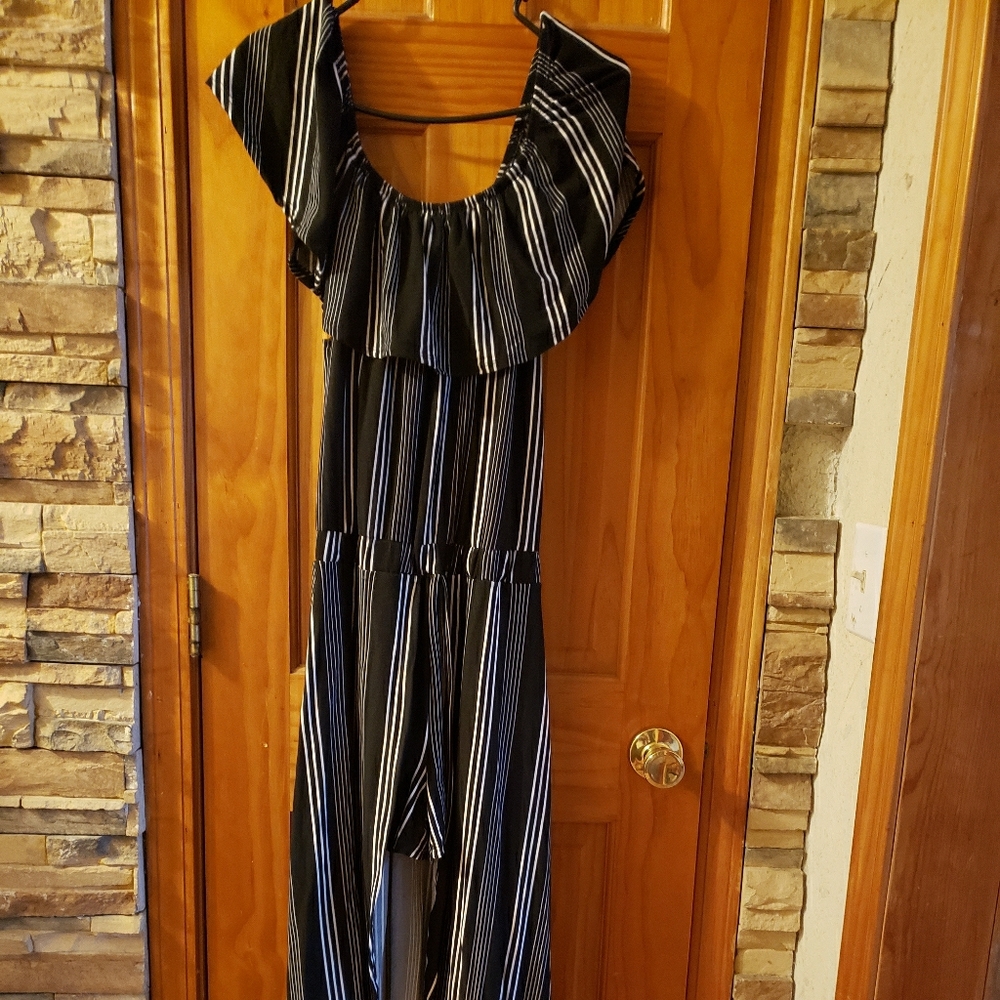 Black and white strip romper/dress